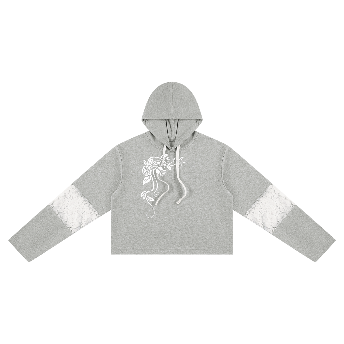 Women’s Cropped time Vines & Lace-Panel Hoodie
