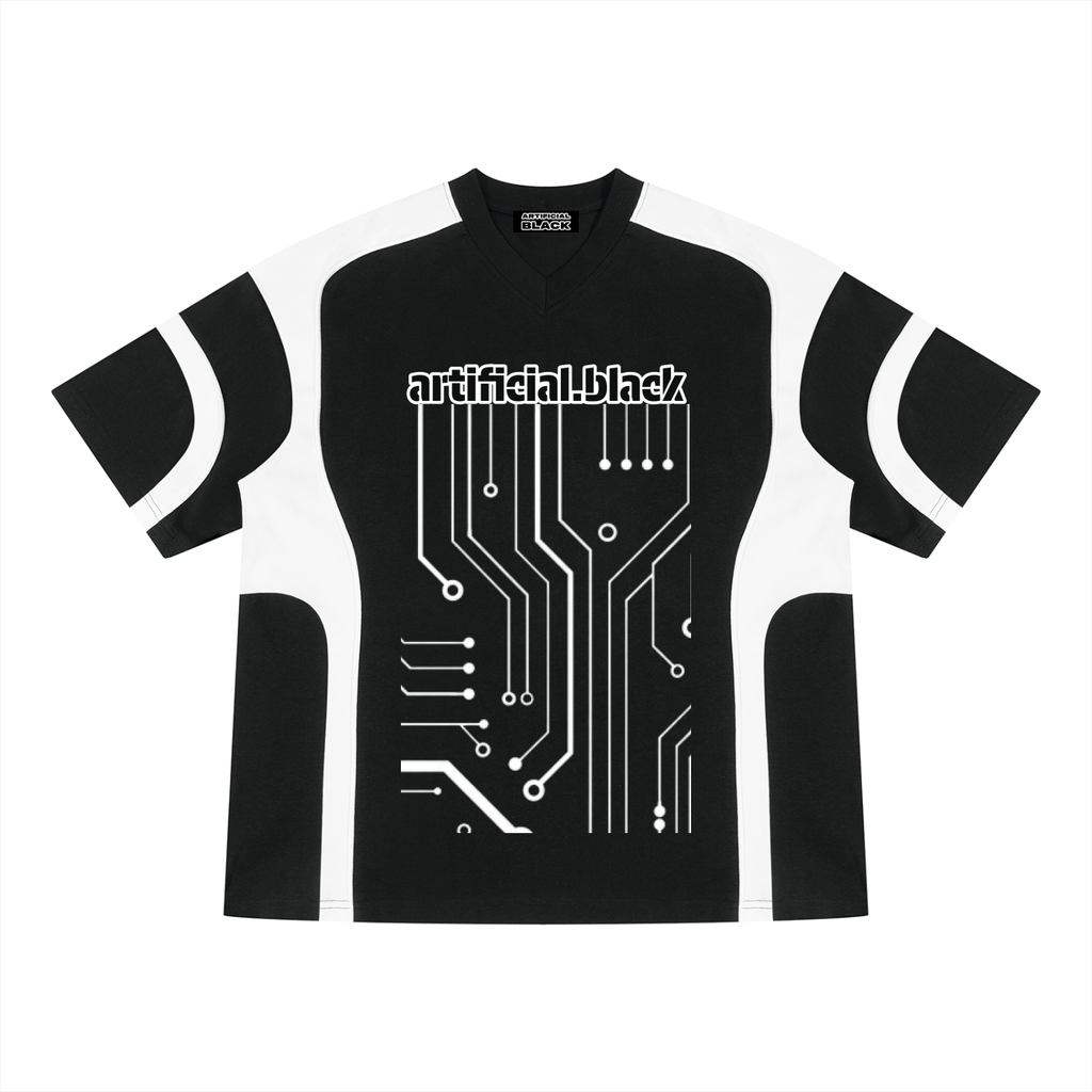 Universal Black And White  V-Neck T-Shirt