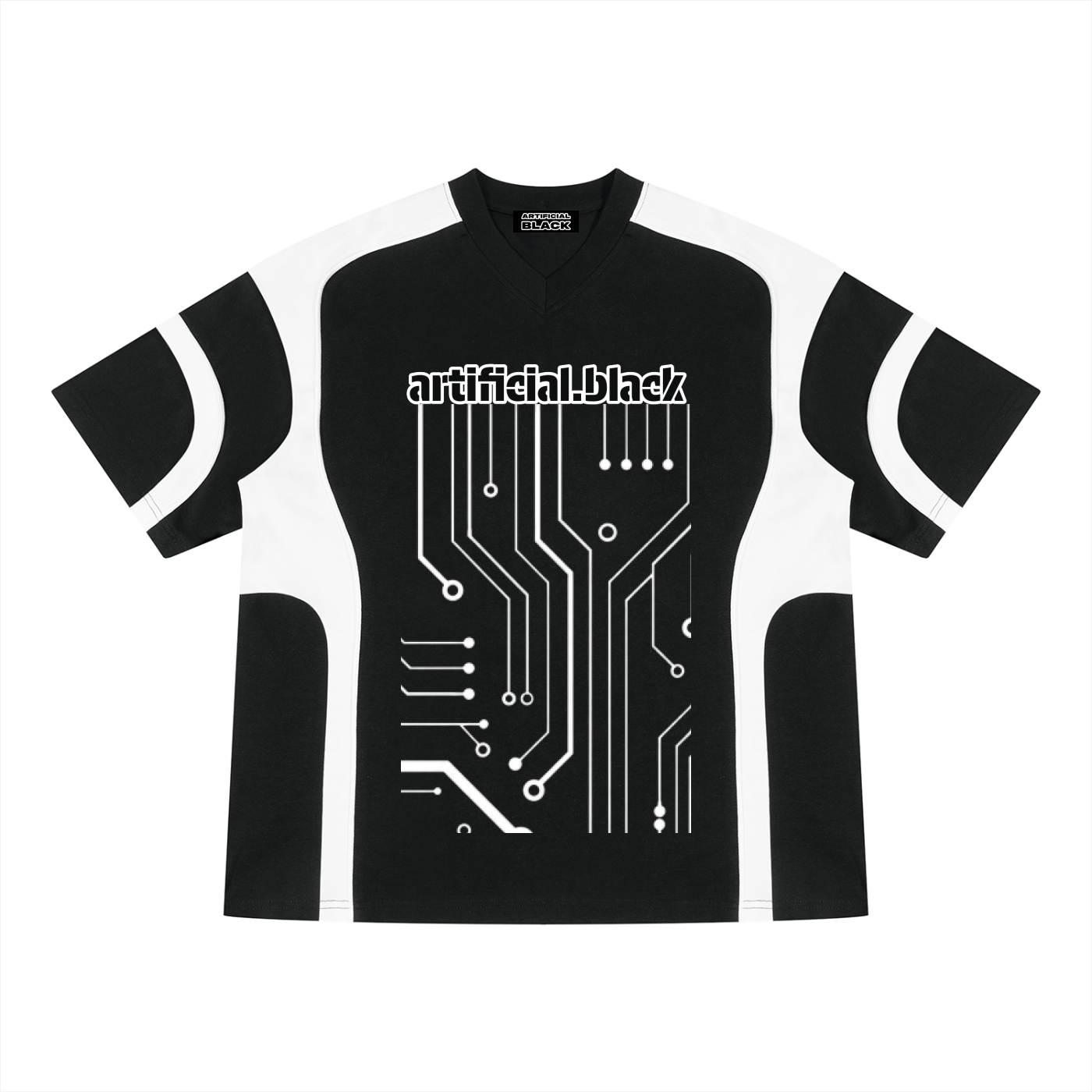 Universal Black And White  V-Neck T-Shirt