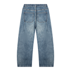 Unisex Vintage Wash Barrel Leg Digital Denim
