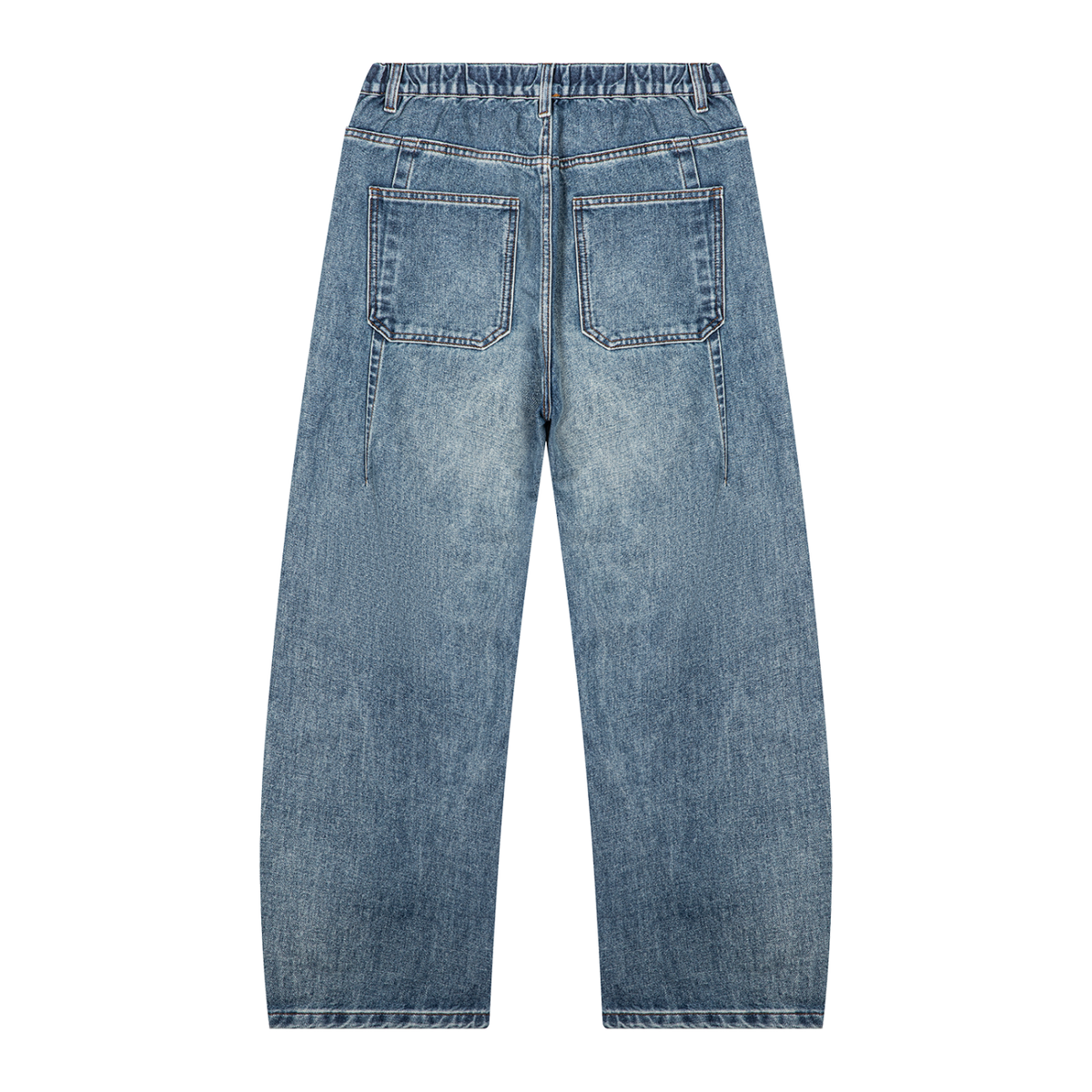 Unisex Vintage Wash Barrel Leg Digital Denim