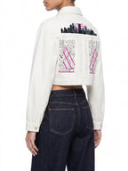Neon City Nights Crop Denim Jacket