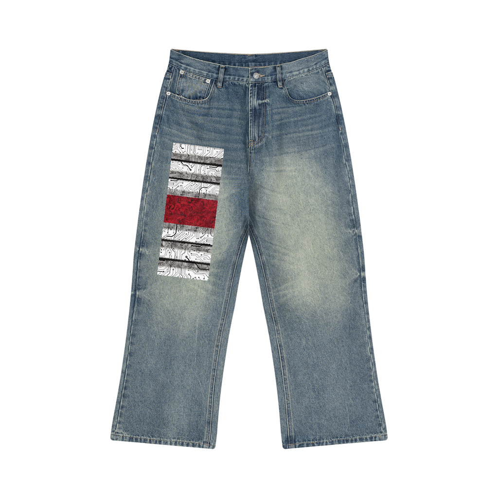 Men’s Livingmurals  Remix'd Vintage Wash  Wide Leg Jeans