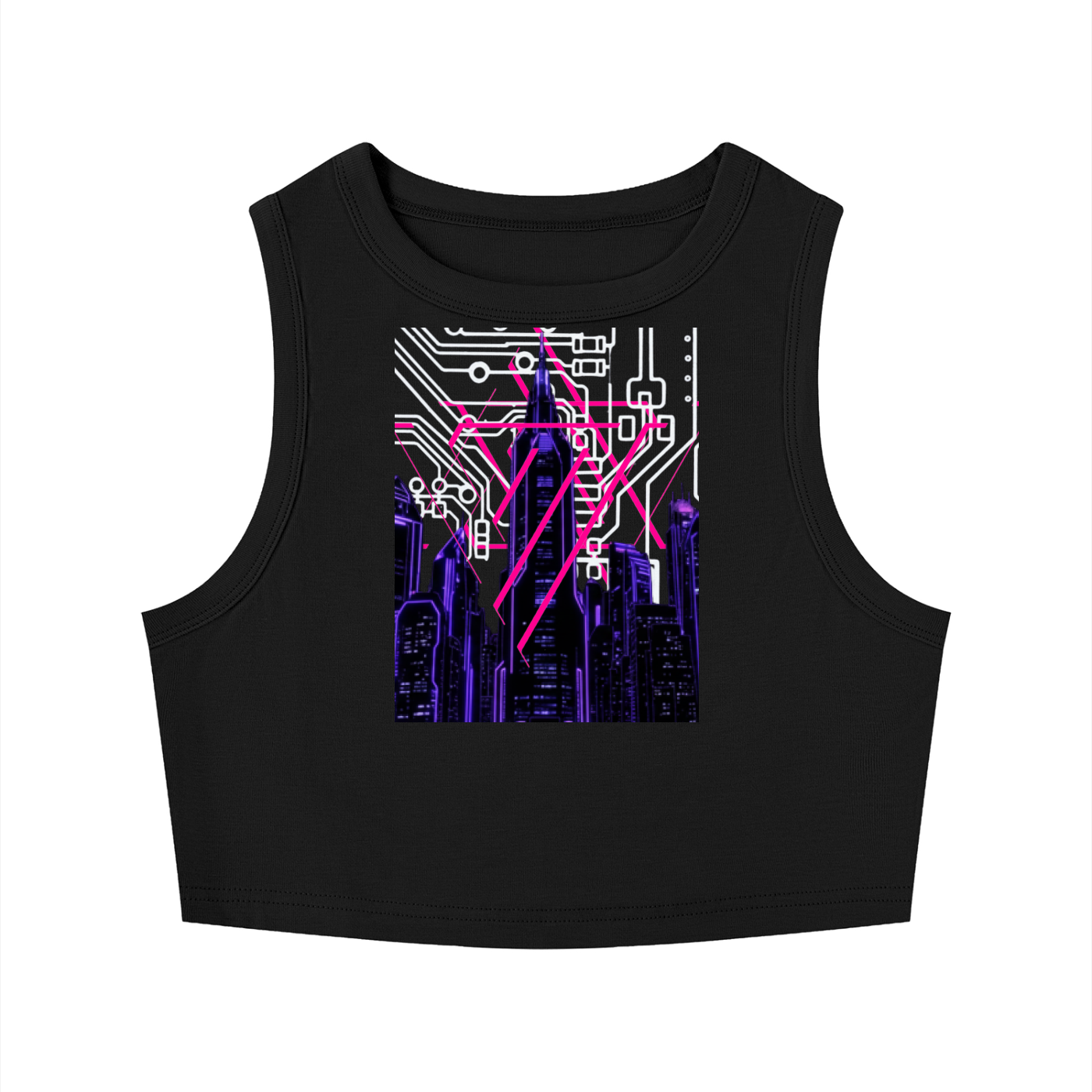 Digital Neon Crewneck Crop Tank