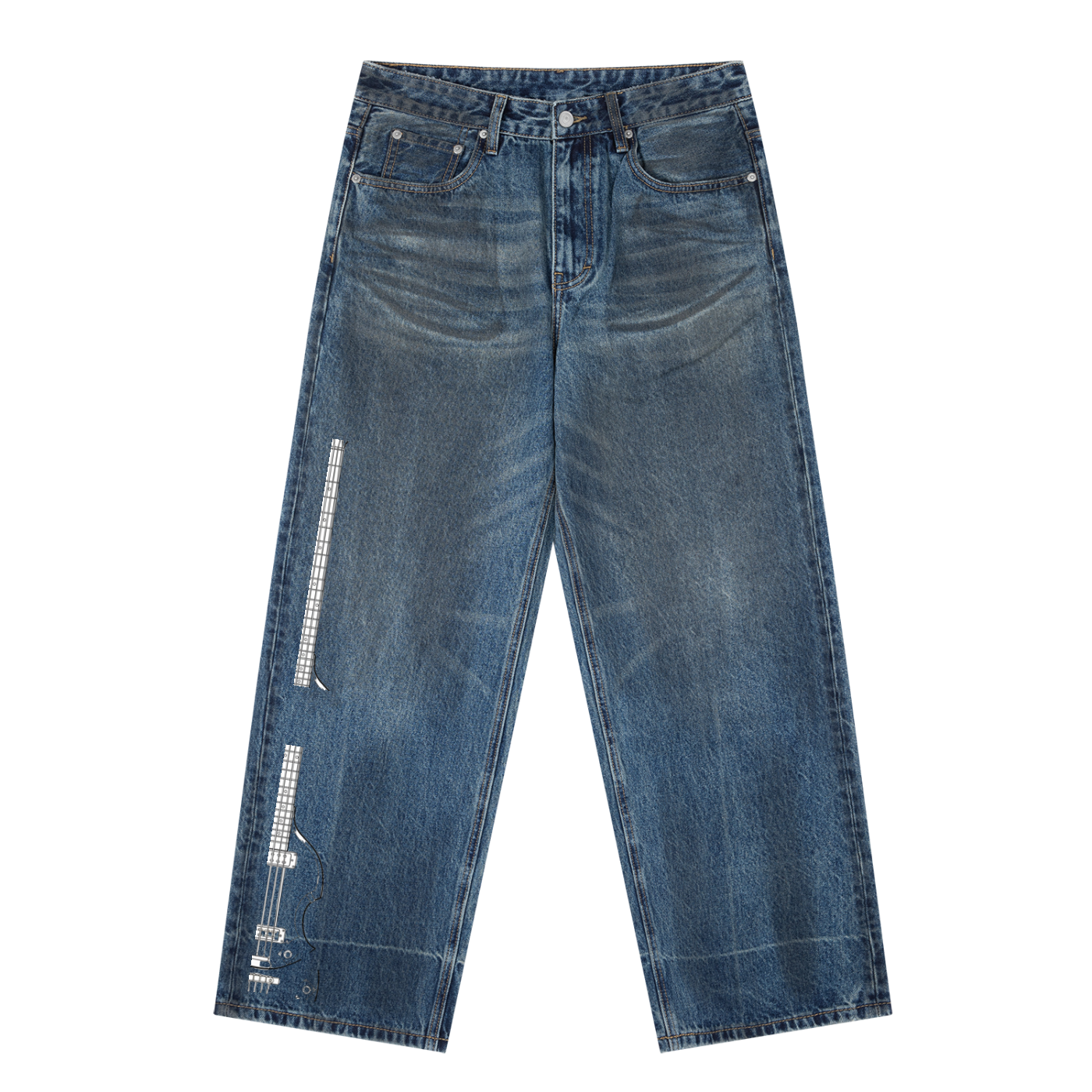 Multiversal Bass-Line Vintage Wash Baggy Jeans