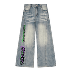 Women’s Vintage Wash Digital Wide Leg Denim Jeans