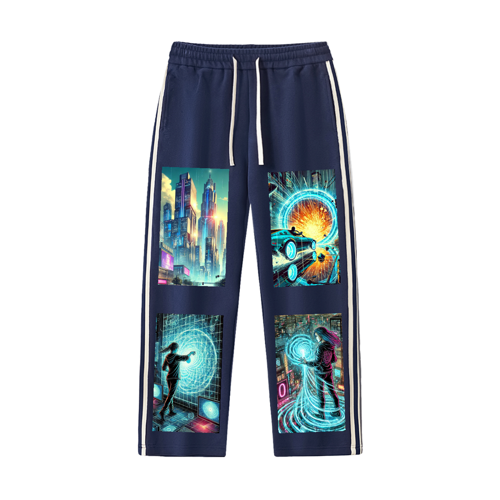 Contrast Side-Stripe Straight-Leg  Pants