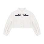 Neon City Nights Crop Denim Jacket