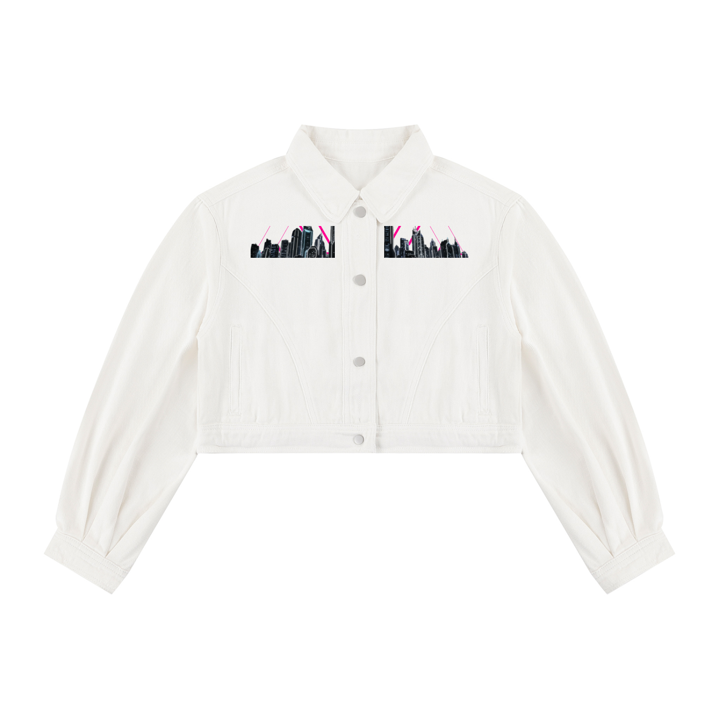 Neon City Nights Crop Denim Jacket