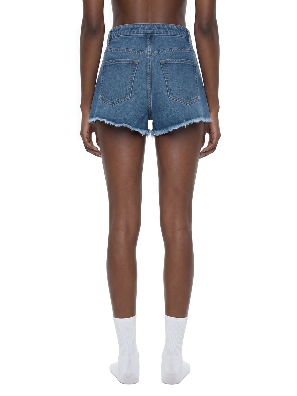 Short en jean taille haute pour femme, délavage vintage amélioré numériquement