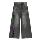 Women’s Vintage Wash Digital Wide Leg Denim Jeans