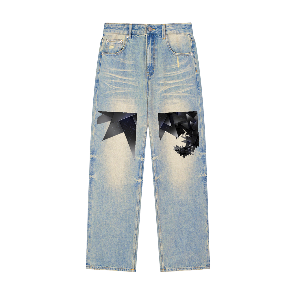 Time Fractal Raw Hem Denim