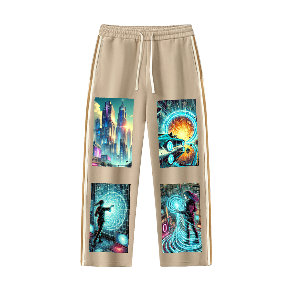 Contrast Side-Stripe Straight-Leg  Pants