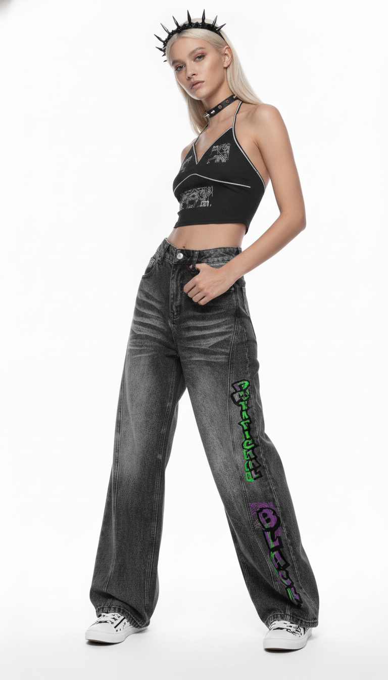 Women’s Vintage Wash Wide Leg Digital Denim