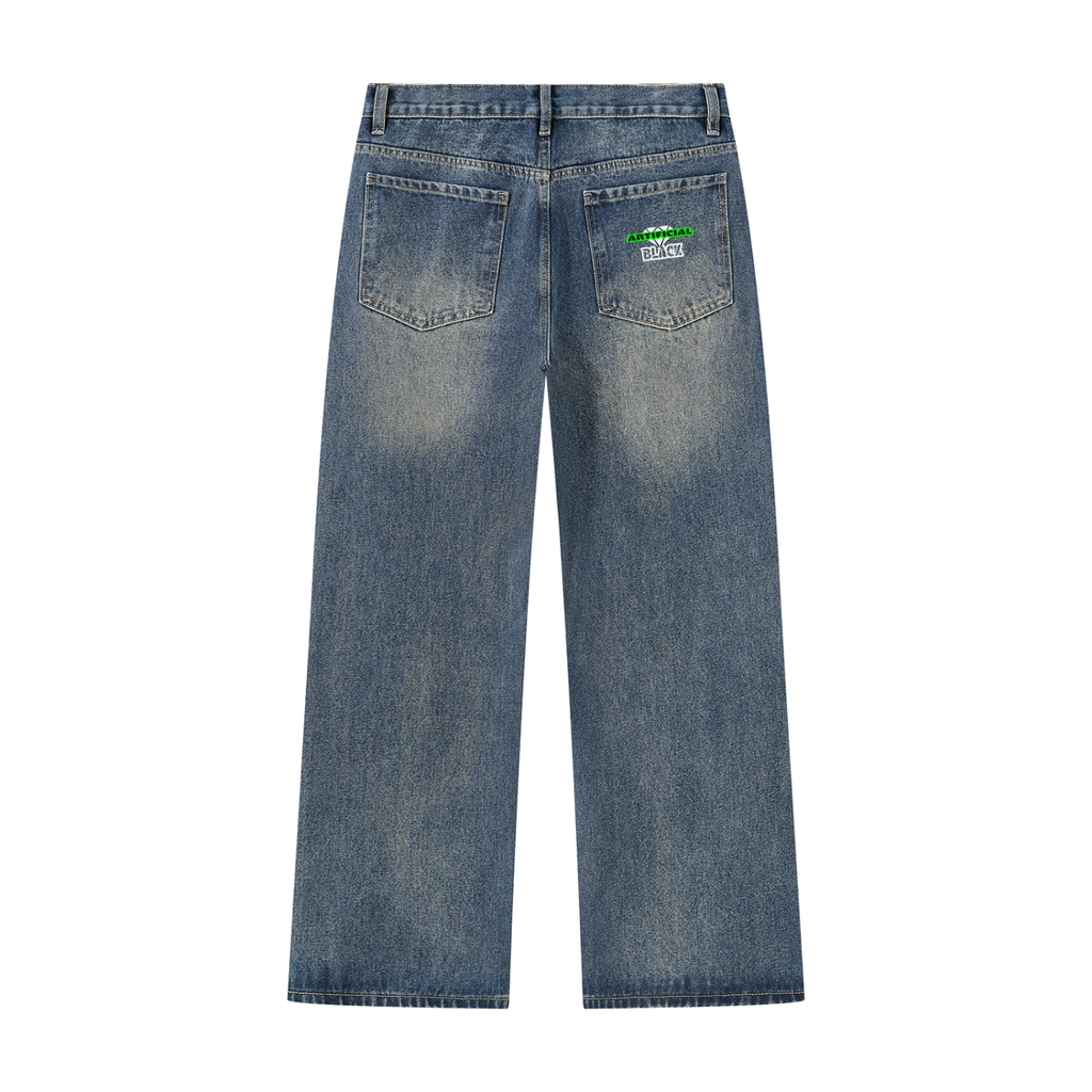 Men’s Vintage Wash Straight Leg Denim Jeans