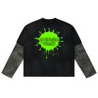 Unisex Vintage Wash Leopard Sleeved T