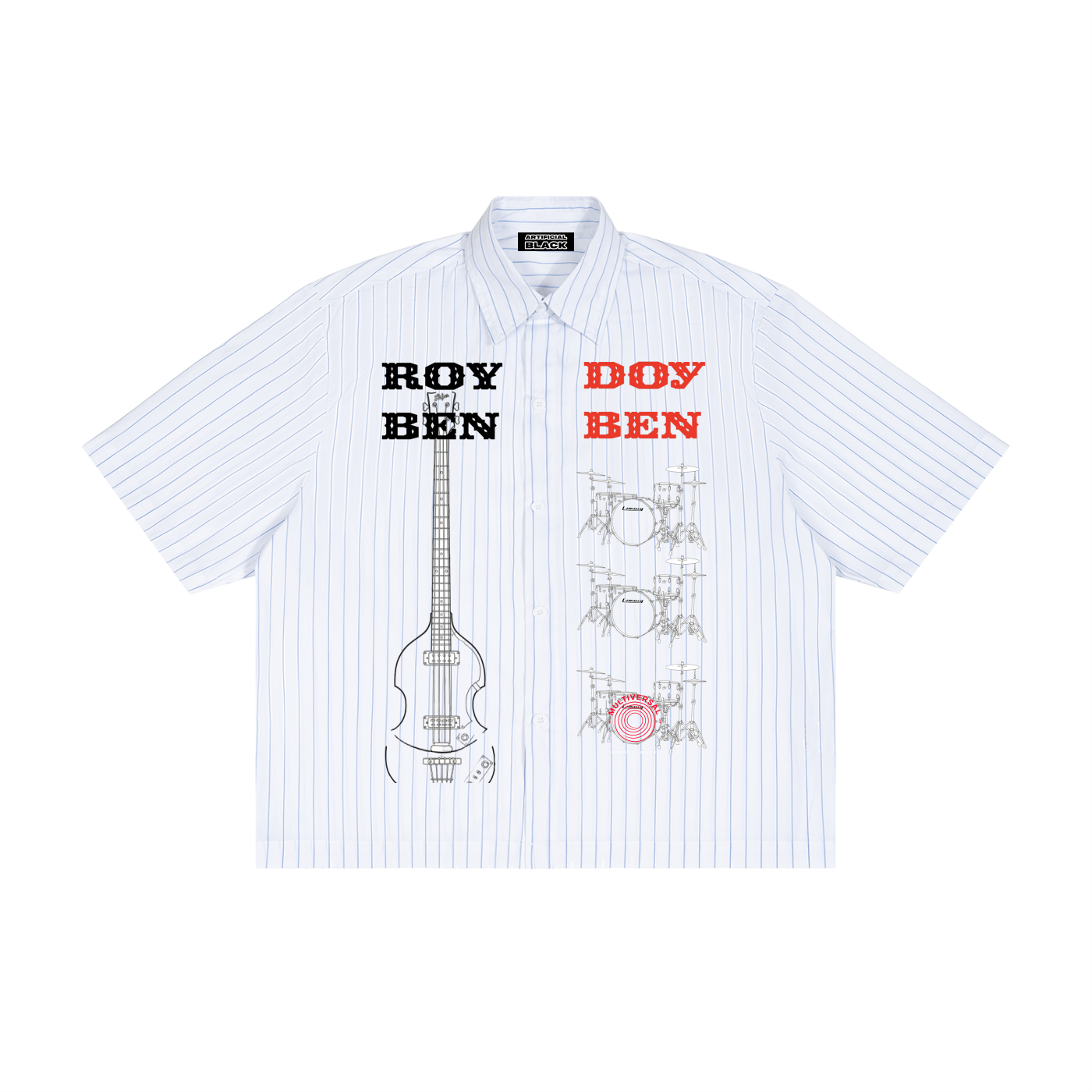 Unisex Striped Boxy Button-Up Shirt