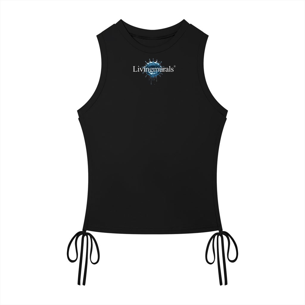 Livingmurals  X Artificial.Black Drawstring Tank Top