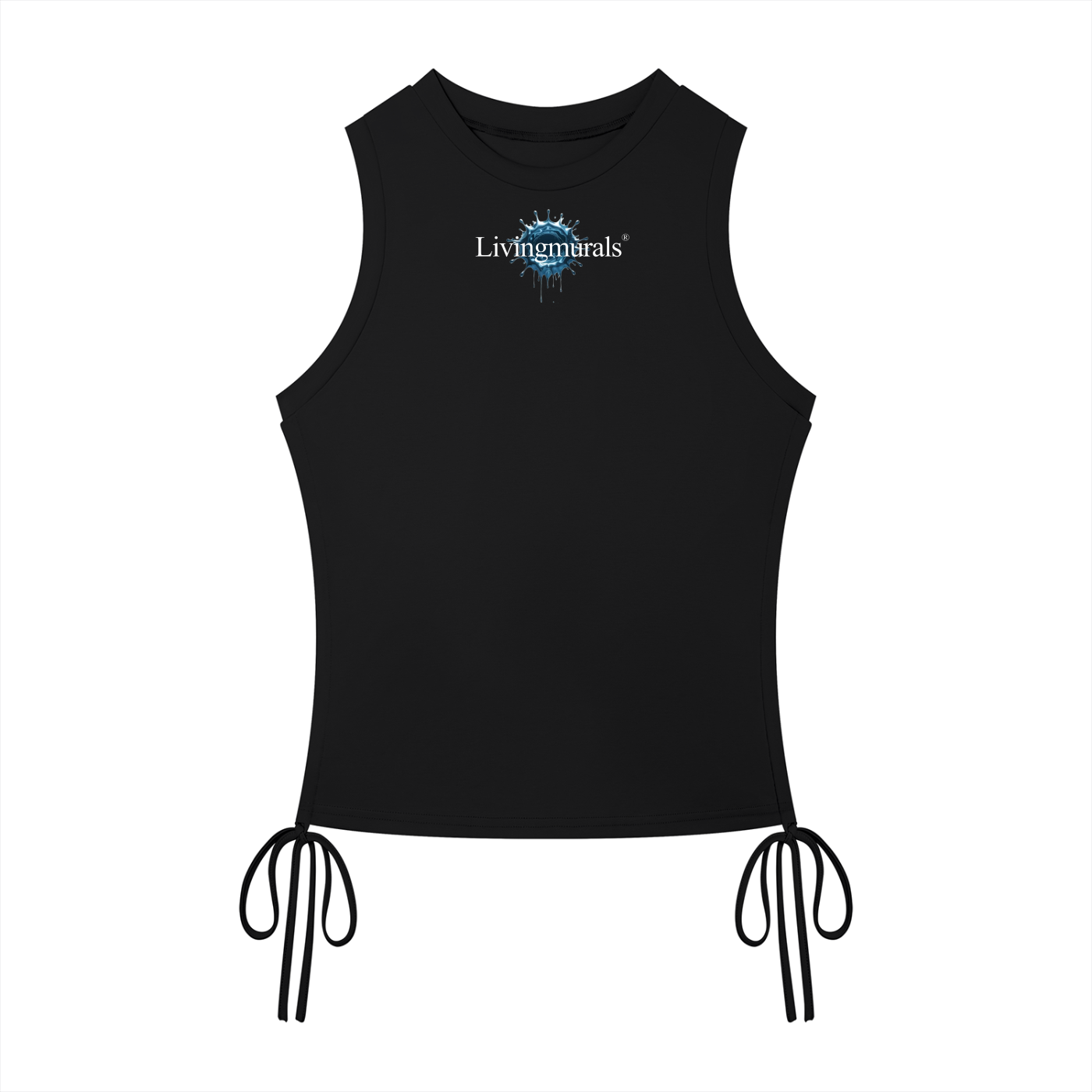 Livingmurals  X Artificial.Black Drawstring Tank Top