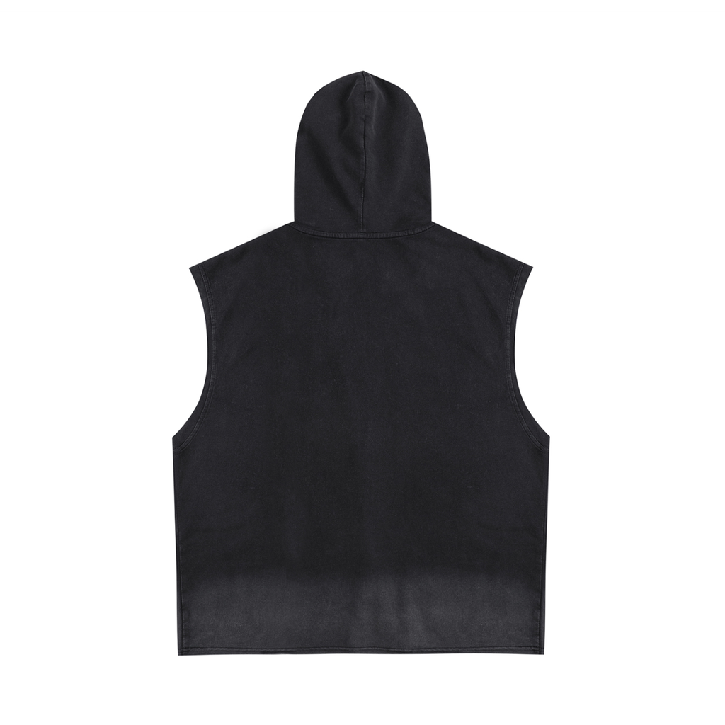 Vintage Washed Zip-Up Hooded Tank Top