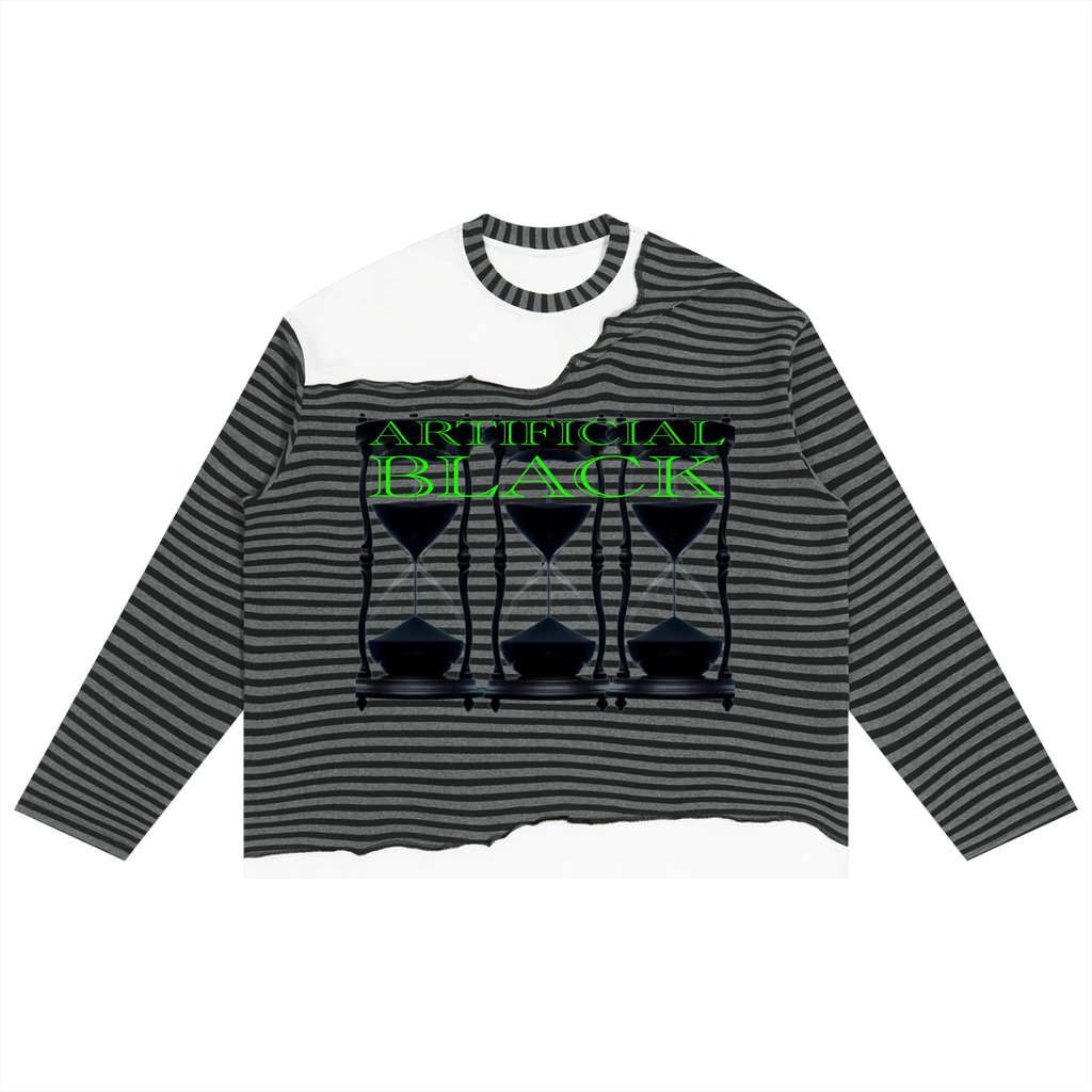 Unisex Striped Panel Sands Of Time Boxy Long Sleeve T
