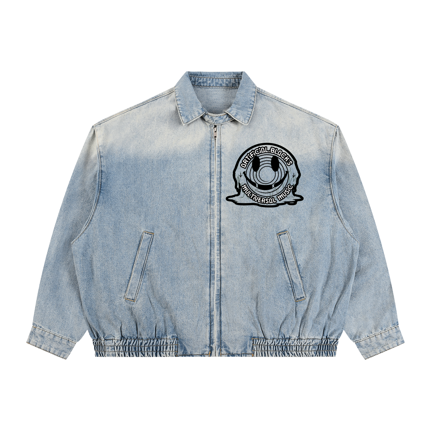Unisex Vintage Wash Multiversal Music Denim Jacket