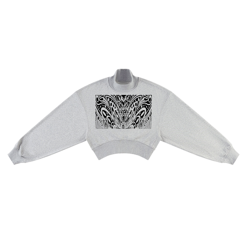 Sweat-shirt court à col montant pour femme