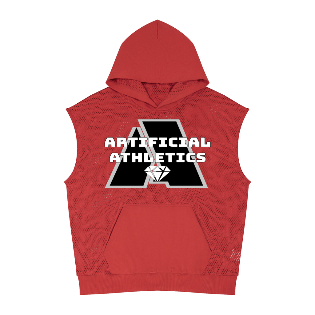 Unisex Artificial Athletics Mesh Sleeveless Hoodie