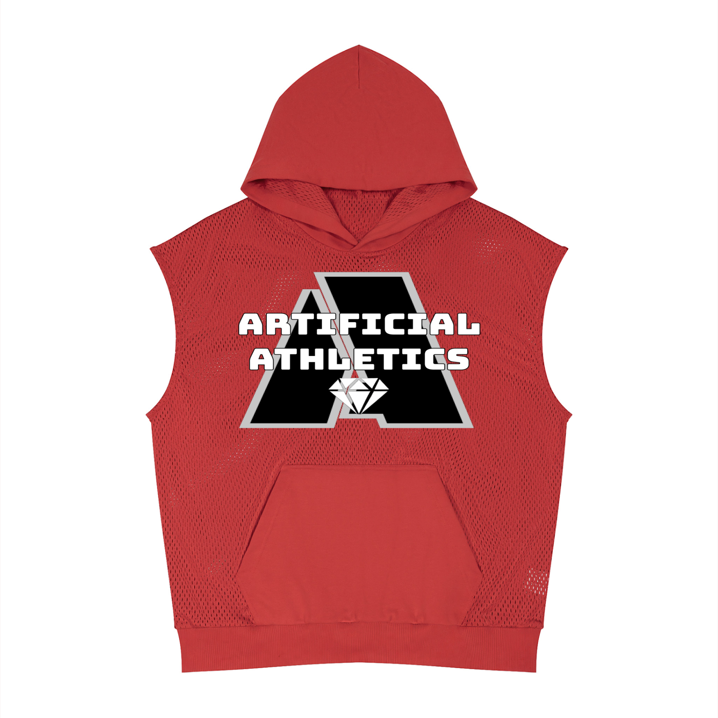 Unisex Artificial Athletics Mesh Sleeveless Hoodie