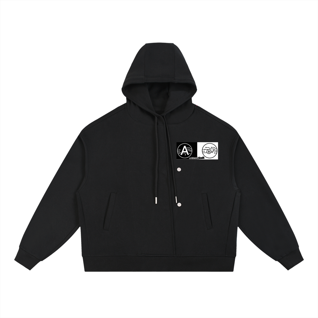 Boxy Button Placket Hoodie