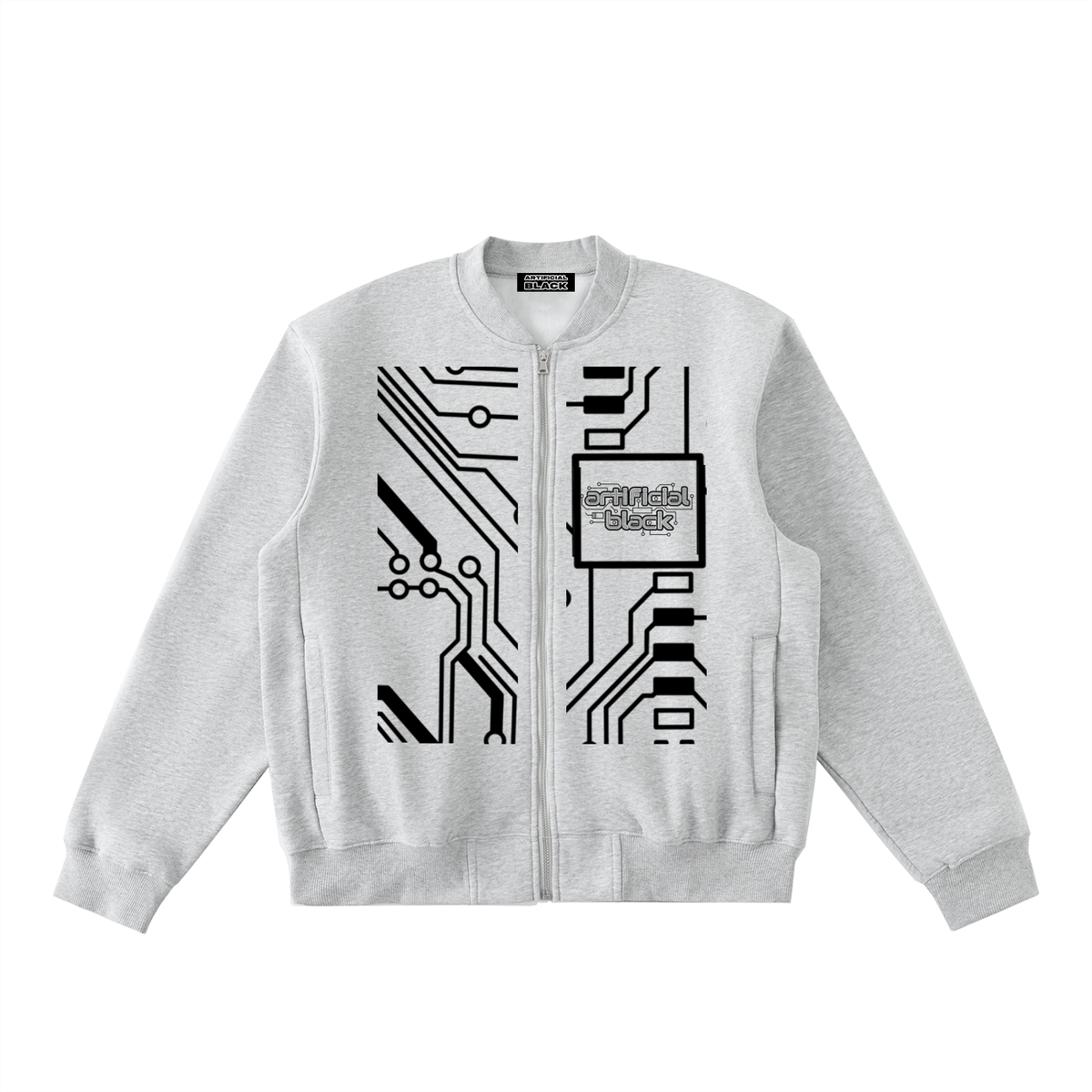 Essential Zip-Up Fleeced Digital Varsity Jacket