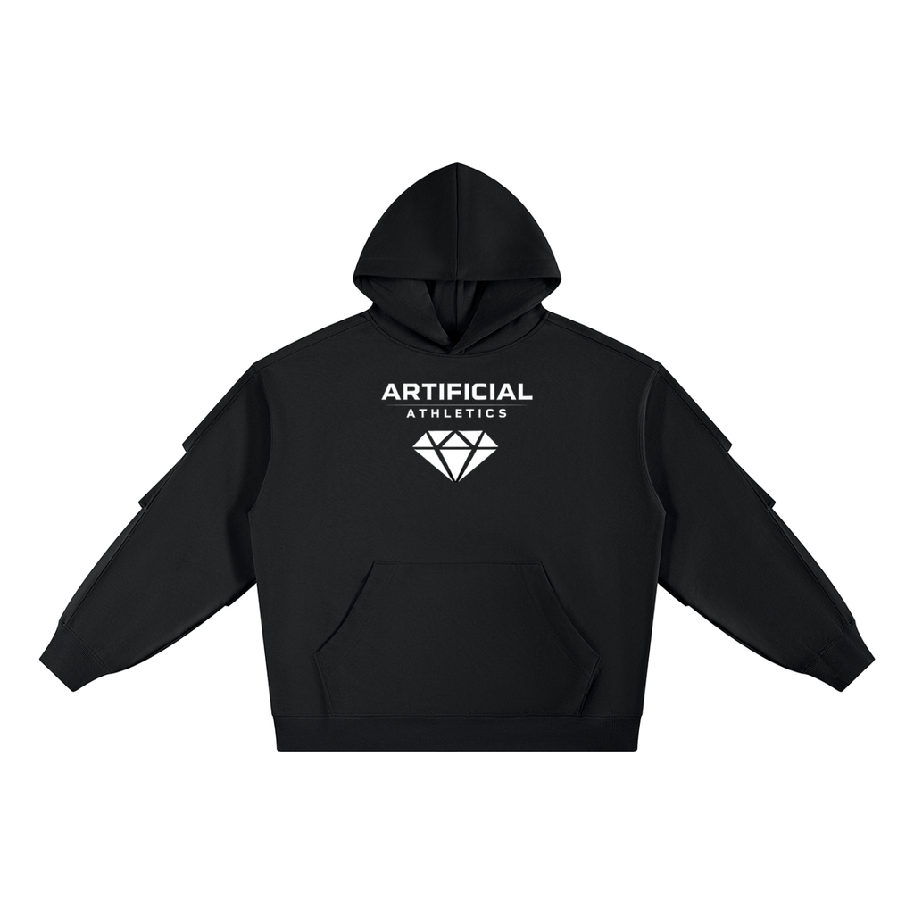 Ruched Sleeves Artificial Athletics Hoodie