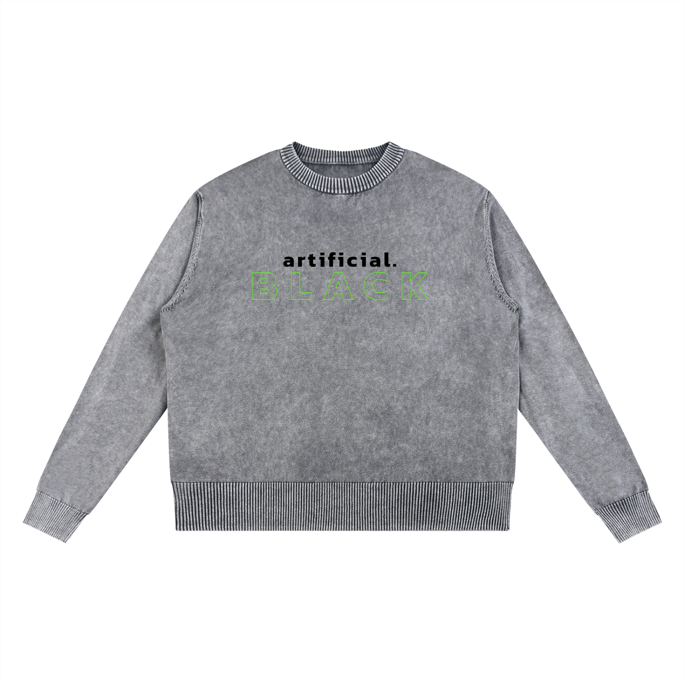 Neon Black Mineral Wash Oversized Sweater