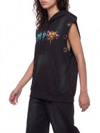 Vintage Graffiti Sun Fade Sleeveless Hoodie
