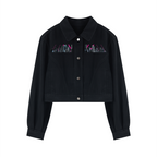Neon City Nights Crop Denim Jacket
