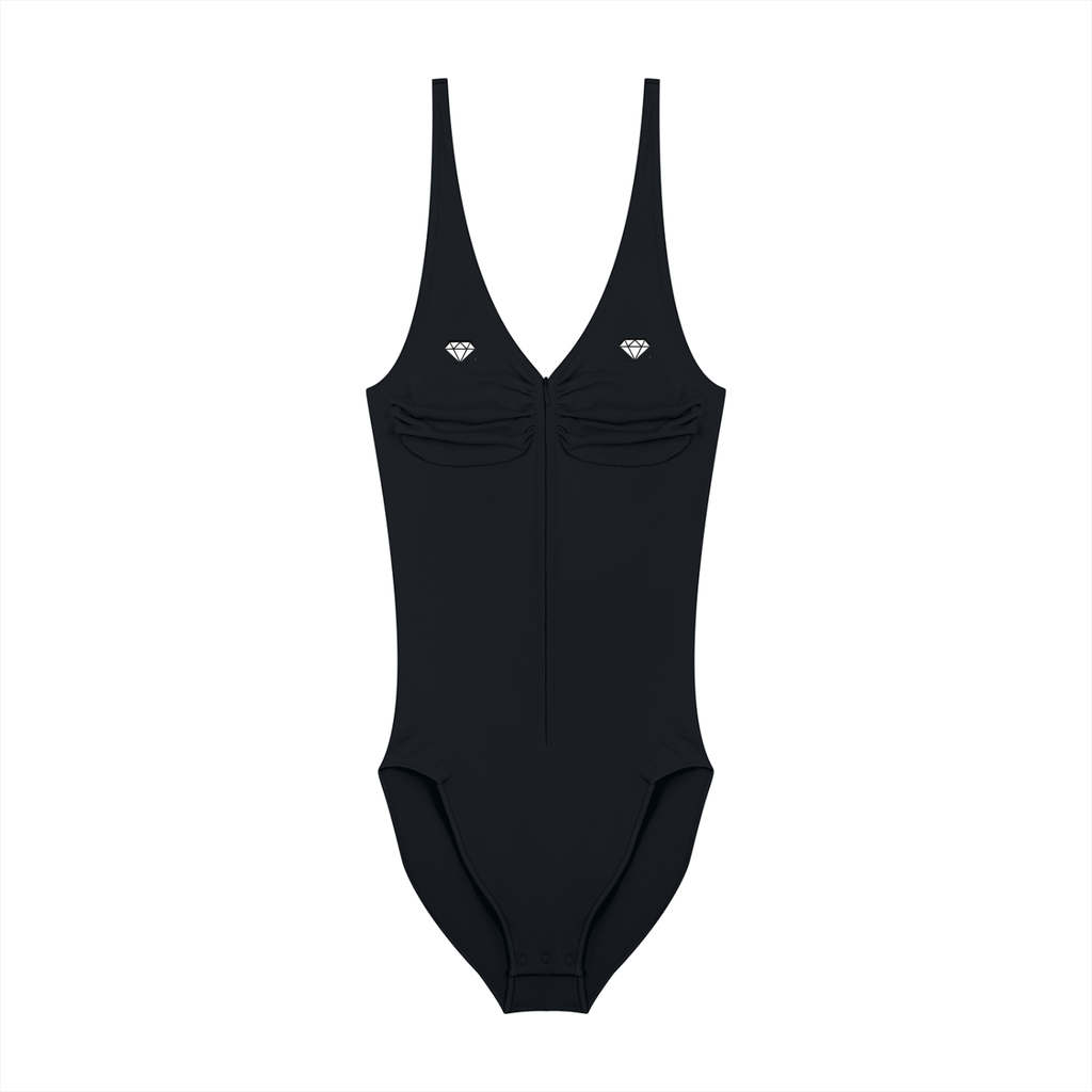 Women’s Artificial Athletics Full-Zip Ruched Bodysuit