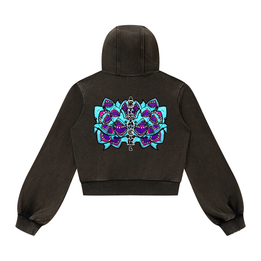 Women’s Vintage Wash Full Zip Sharkollidescope Hoodie