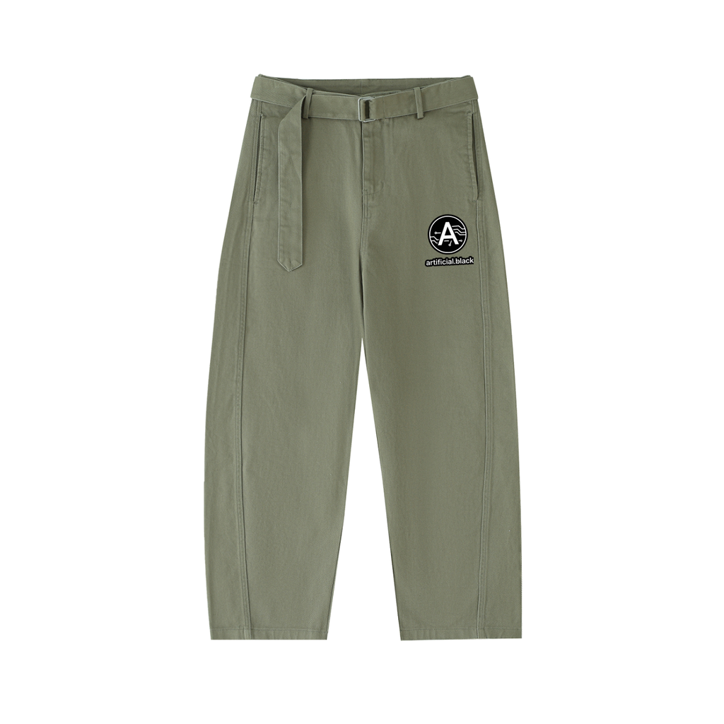 Digital Logo Barrel-leg Chino Pants