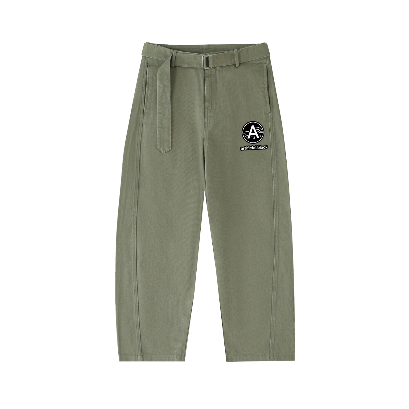 Digital Logo Barrel-leg Chino Pants