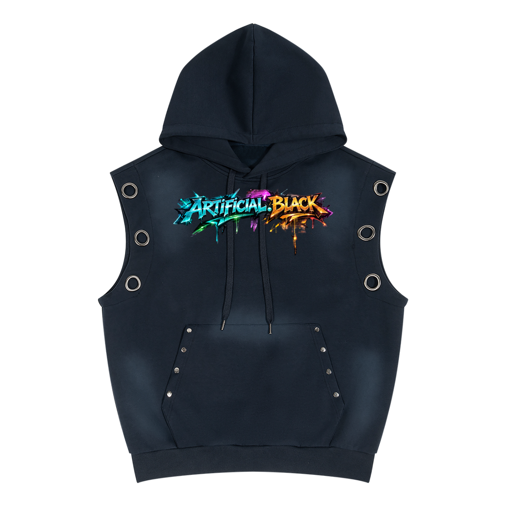 Vintage Graffiti Sun Fade Sleeveless Hoodie