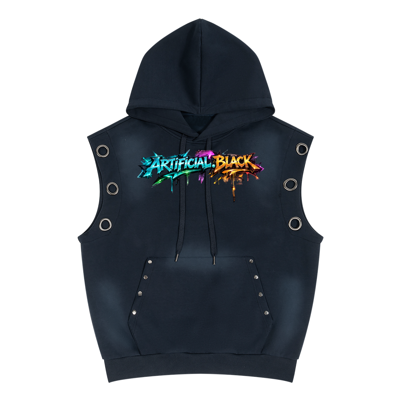 Vintage Graffiti Sun Fade Sleeveless Hoodie