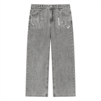 Digitally Enhanced Vintage Wash Straight Leg Jeans