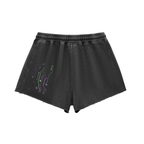 Snow Washed Raw Edge Drawstring Shorts