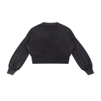 Mineral Wash Balloon Sleeve Cropped Sweater