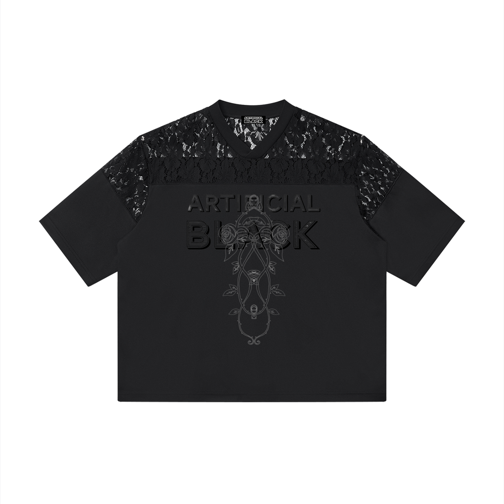 Unisex Artificial Lace and Vines  V-Neck T-Shirt