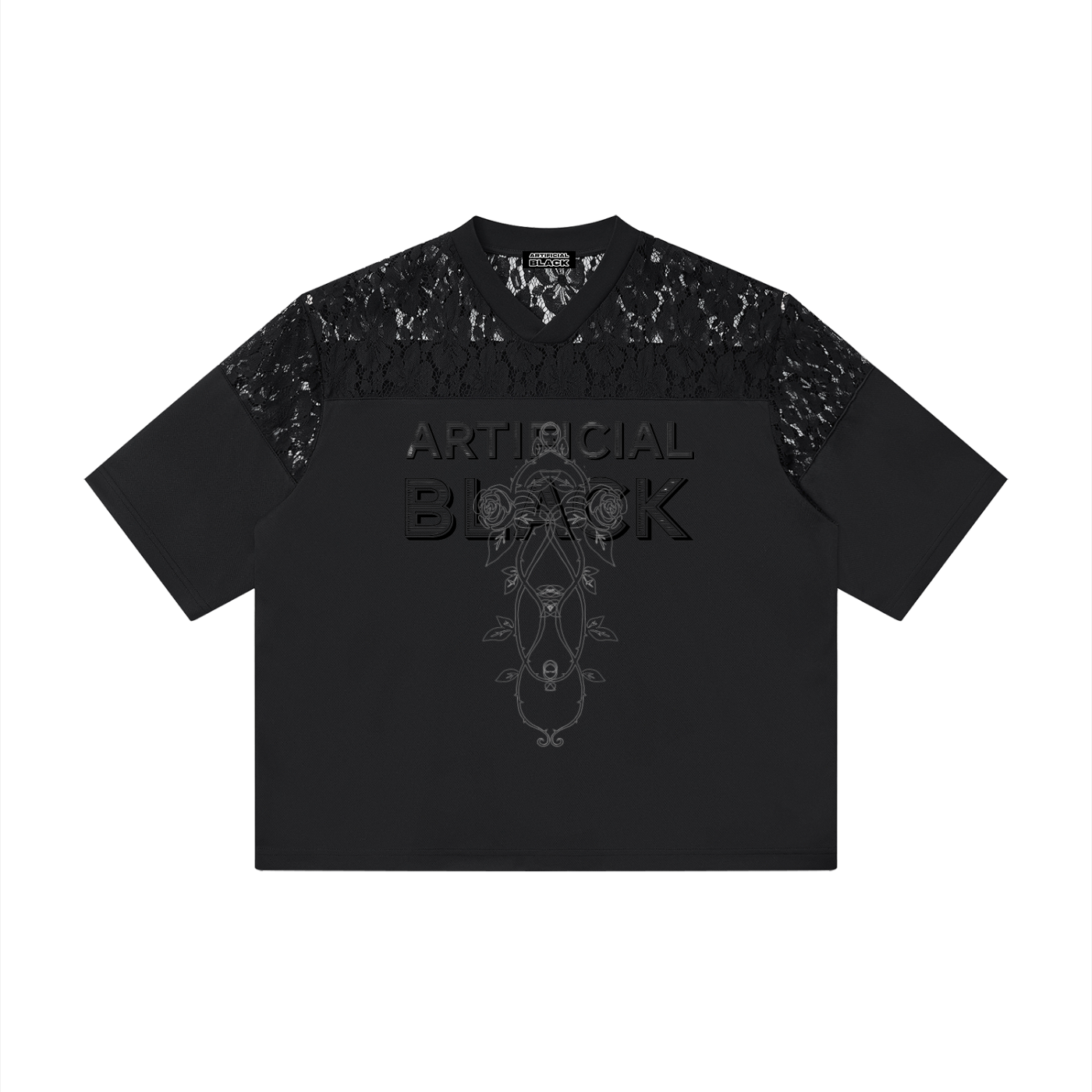 Unisex Artificial Lace and Vines  V-Neck T-Shirt