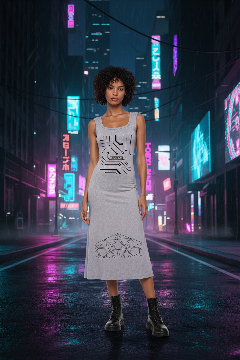 Women's Digital Diamond Slim Sleeveless Dress