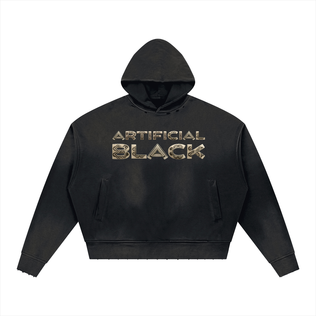 Unisex Artificially Embroidered Sunfade Distressed Hoodie