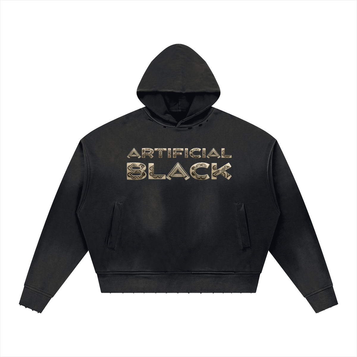 Unisex Artificially Embroidered Sunfade Distressed Hoodie