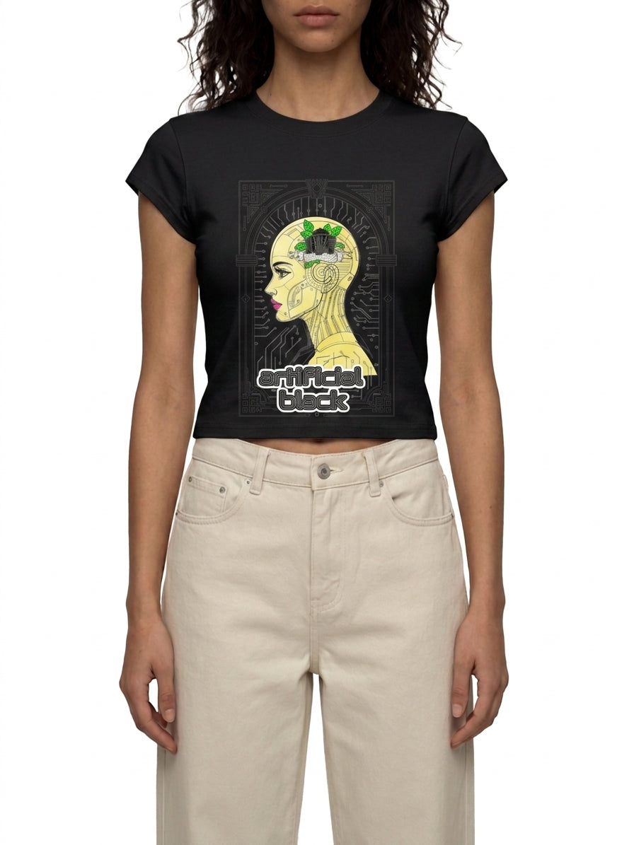 Women's Slim-Fit Silicone Skin Cropped T-Shirt